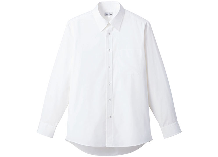 ブロード レギュラーカラー 長袖シャツ(白ボタン)
